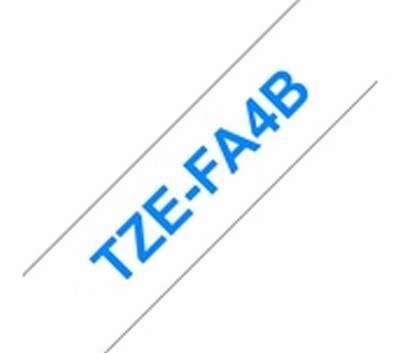 TZe-FA4B Aufbügeletikette blau auf weiss, 18 mm, nicht laminiert