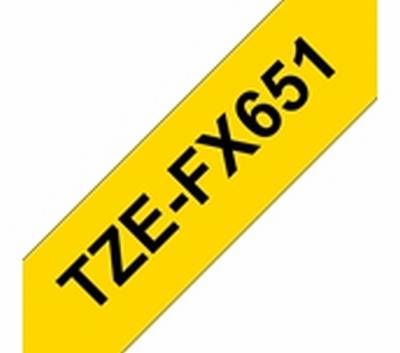 TZe-FX651 schwarz auf gelb, Flexi-Tape, laminiert