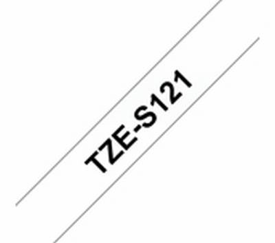 TZe-S121 schwarz auf farblos, extrastark klebend, laminiert