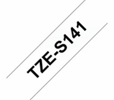 TZe-S141 schwarz auf farblos, extrastark klebend, laminiert