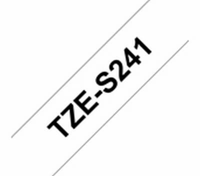 TZe-S241 schwarz auf weiss, extrastark klebend, laminiert