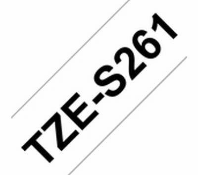TZe-S261 schwarz auf weiss, extrastark klebend, laminiert