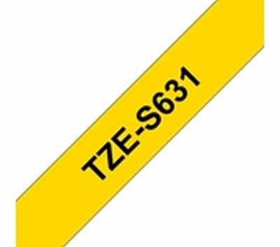 TZe-S631 schwarz auf gelb, extrastark klebend, laminiert