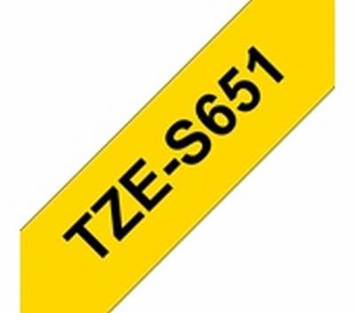 TZe-S651 schwarz auf gelb, extrastark klebend, laminiert