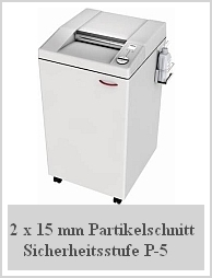 Ideal 3105CC 2x15mm Partikelschnitt-Aktenvernichter mit automatischer Schmierung