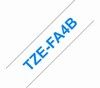 TZe-FA4B Aufbügeletikette blau auf weiss, 18 mm, nicht laminiert